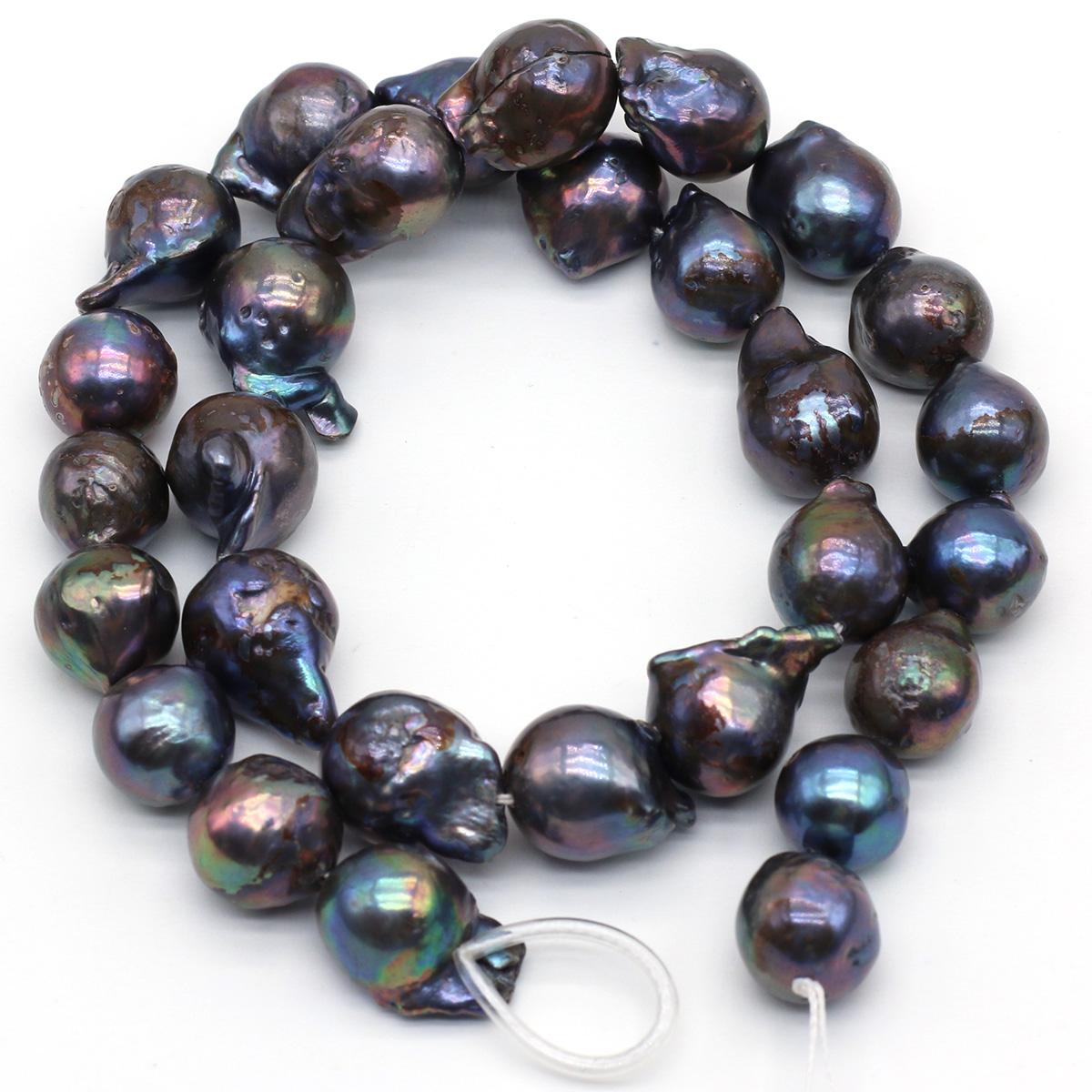

1String, 12-13mm Black Natural Freshwater Irregular Round Pearls 36cm Loose Beads for Handmade Jewelry Craft Supplies, DIY Holiday Gifts 1String/12-13mm-36cm