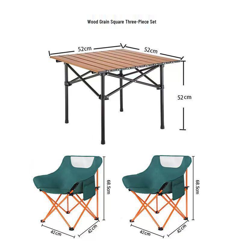 Portable Outdoor Folding Table & Moon Chair Set - Complete Camping & BBQ Gear