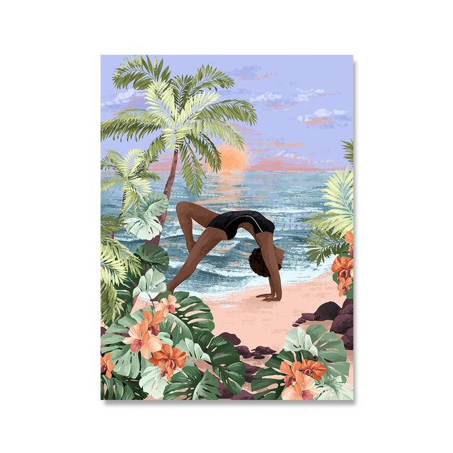 

Плакат для девочек-йога напечатан на холсте, настенное искусство, иллюстрации тропических растений, рисование картинок 21cm×30cm NoFrame