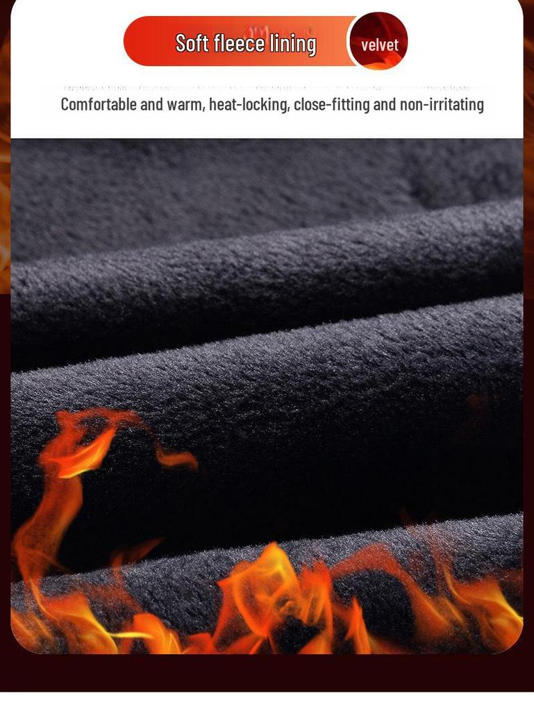 Men's Plus Size Loose Fit Sports Pants - Winter Velvet, Straight Cut, Casual Wear