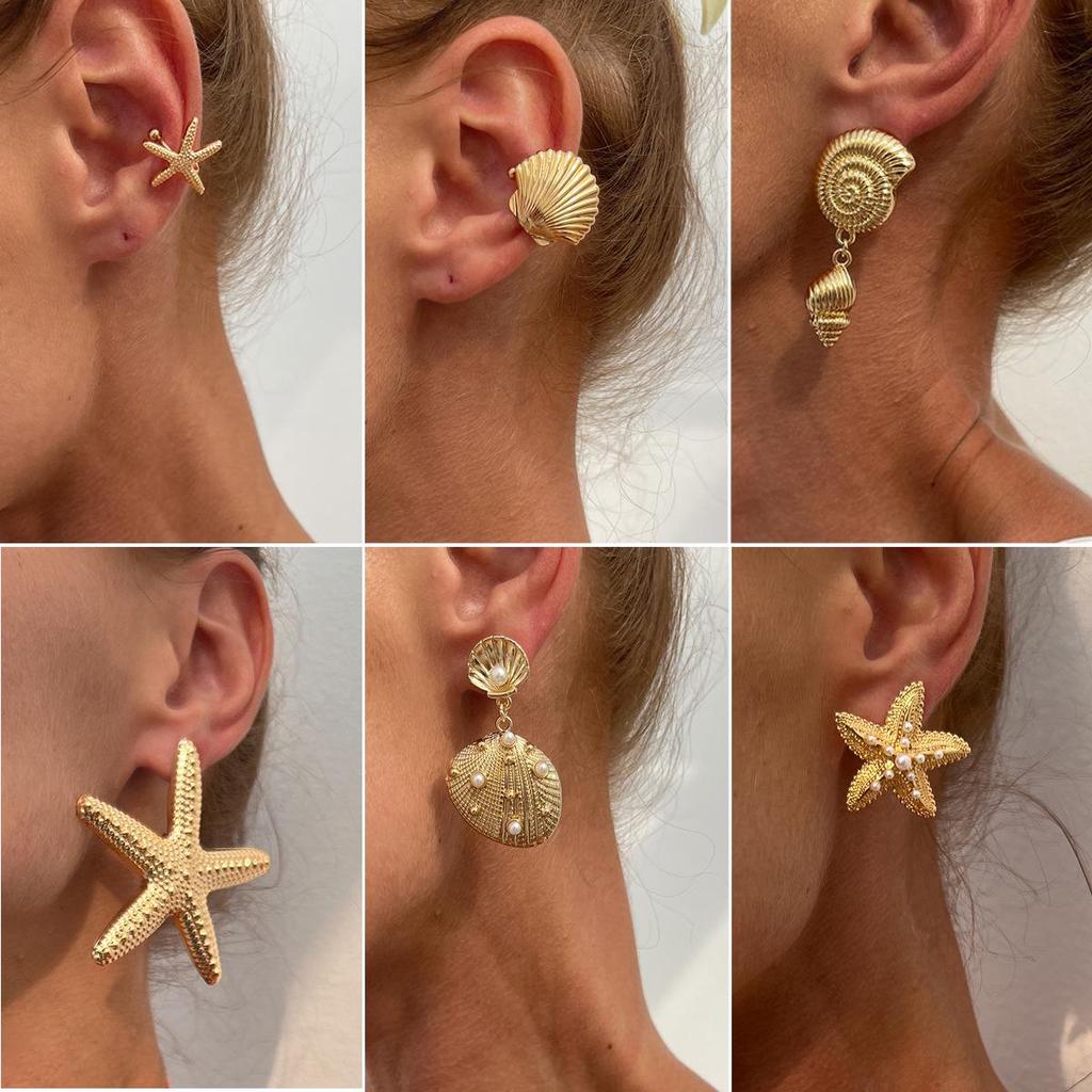 Ocean Style Starfish Stud Earrings: European & American Beach Party Jewelry