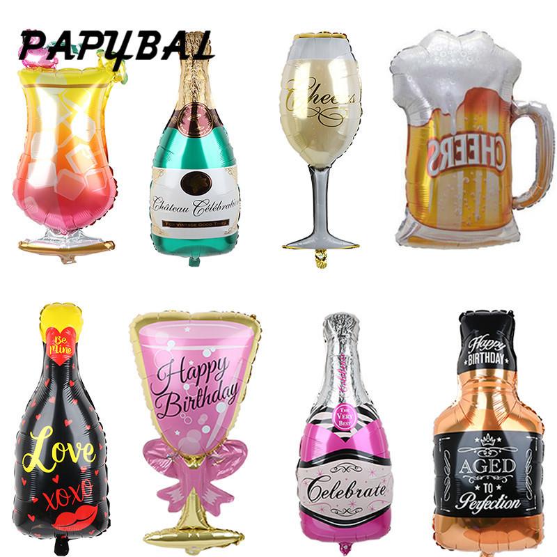 Large Celebration Wine Glass Wine Bottle Champagne Birthday Party Wedding Family Party Decoration Aluminum Film Balloon