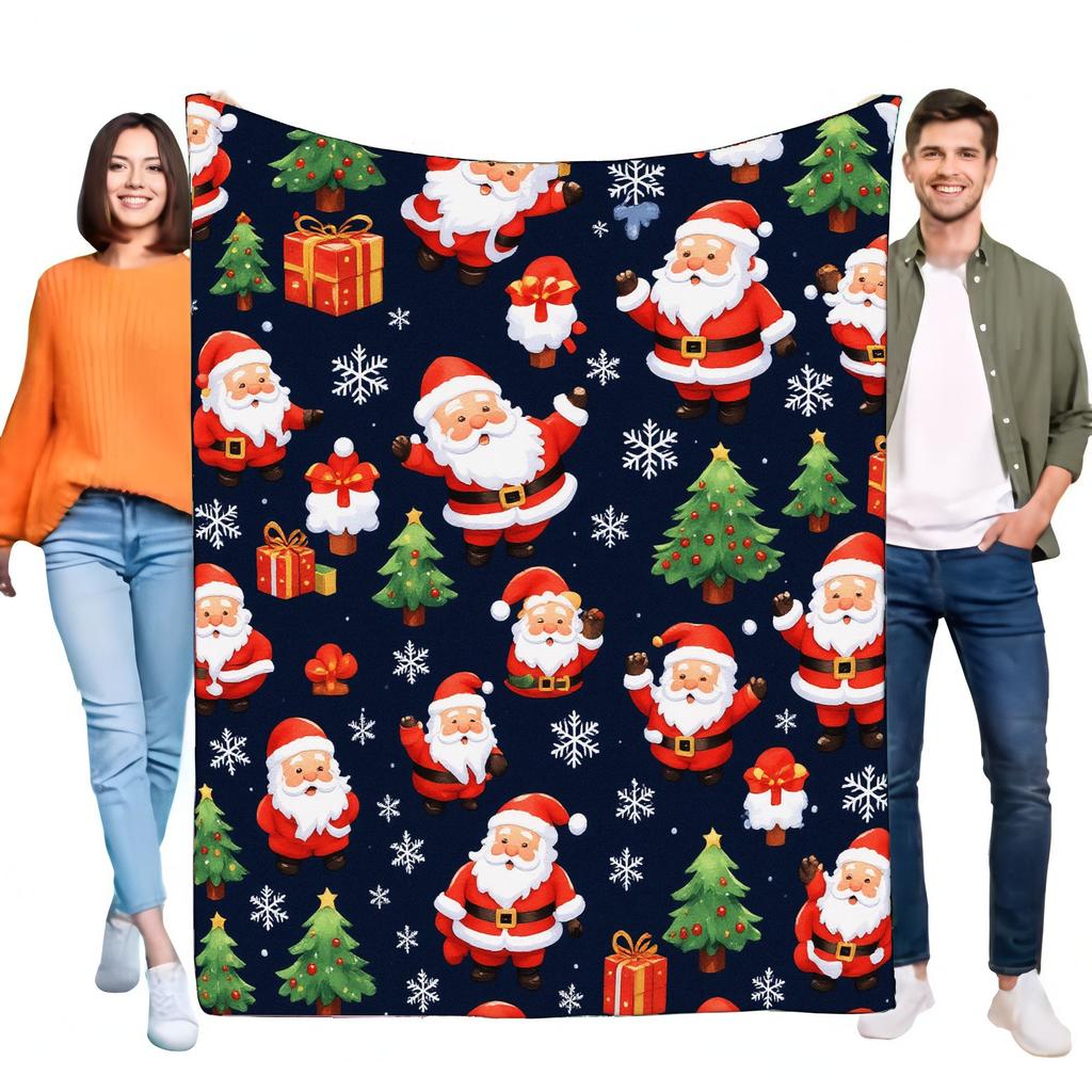 Christmas Santa Claus Throw Blanket Cozy Soft Plush Bed Sofa Decor Holiday Gift for Kids and Adults, Festive Winter Warm Blanket
