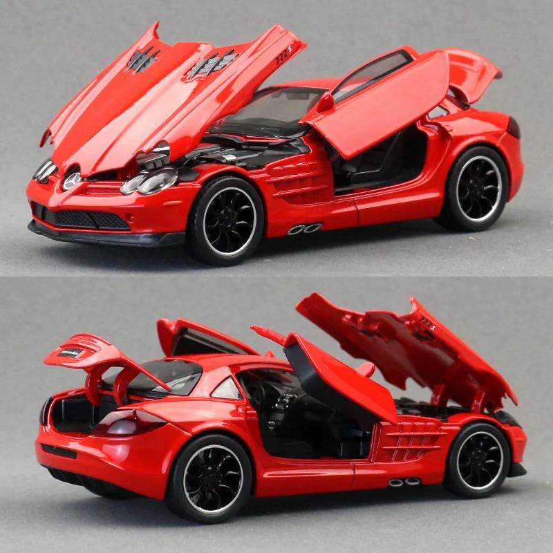 Simulation 1/32 Benz SLR McLaren 722S Linkage Sports Car Alloy Toy Car Model Sound and Light Pull Back Diecast Toy Vehicle Gift