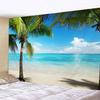 Seaside Coconut Tree Landscape Tapestry Nature Sea Art Ocean Beach 3D Print Wall Hanging Home Living Room Background Cloth Decor