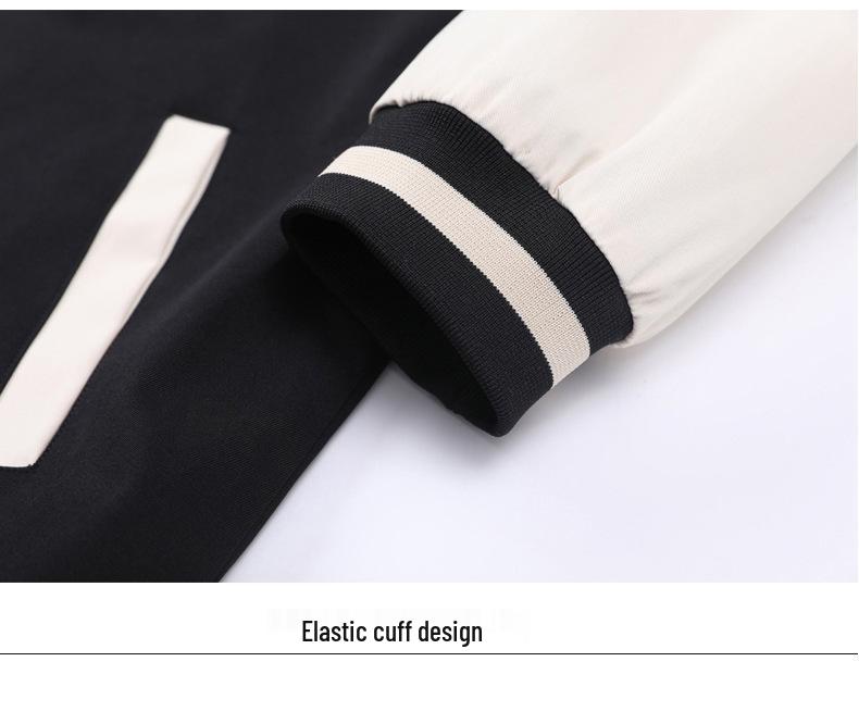 Pánská streetwearová baseballová bunda s fleecovou podšívkou - Nadměrná velikost, Jarní/Podzimní Ležérní Trend