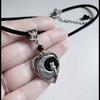 Gothic Heart-shaped Little Cat Crescent Moon Pendant Necklace for Women Men Cute Personality Collar Chain Jewelry Accessory Gift