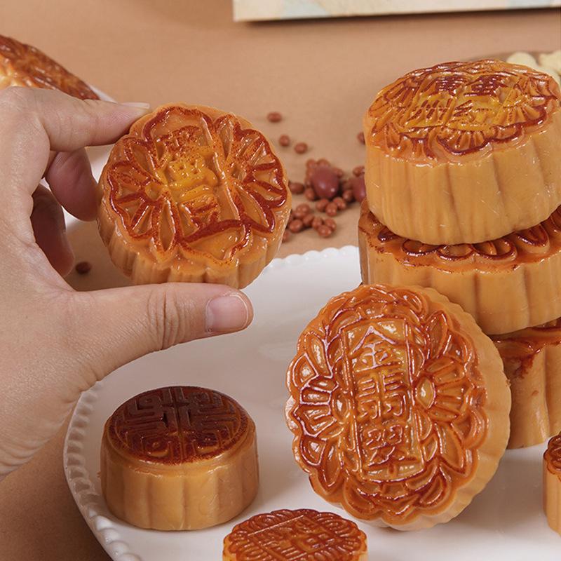 PVC Fake Mooncake Toy - Mid-Autumn Festival Egg Yolk, Lotus Seed, Red Bean Paste Flavors - Display/Photography Prop