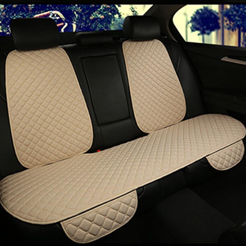 All-Season Breathable Linen Car Seat Cushion Set with Polka Dot Embroidery