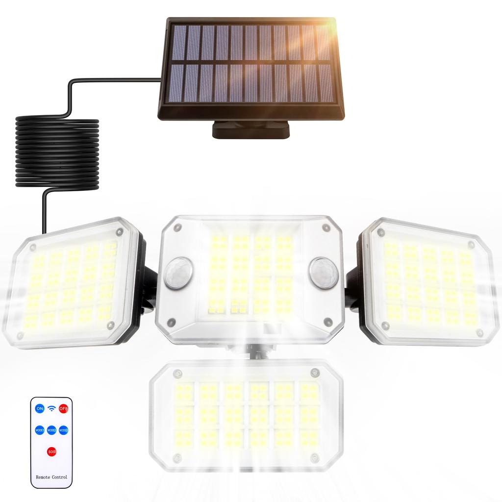 COPPOR Solar Light for Outdoor Use [Two Sensors, Ultra-Wide Detection] Separate Motion Sensor, Solar Powered, 2400mAh High Capacity, 3800 Lumens,