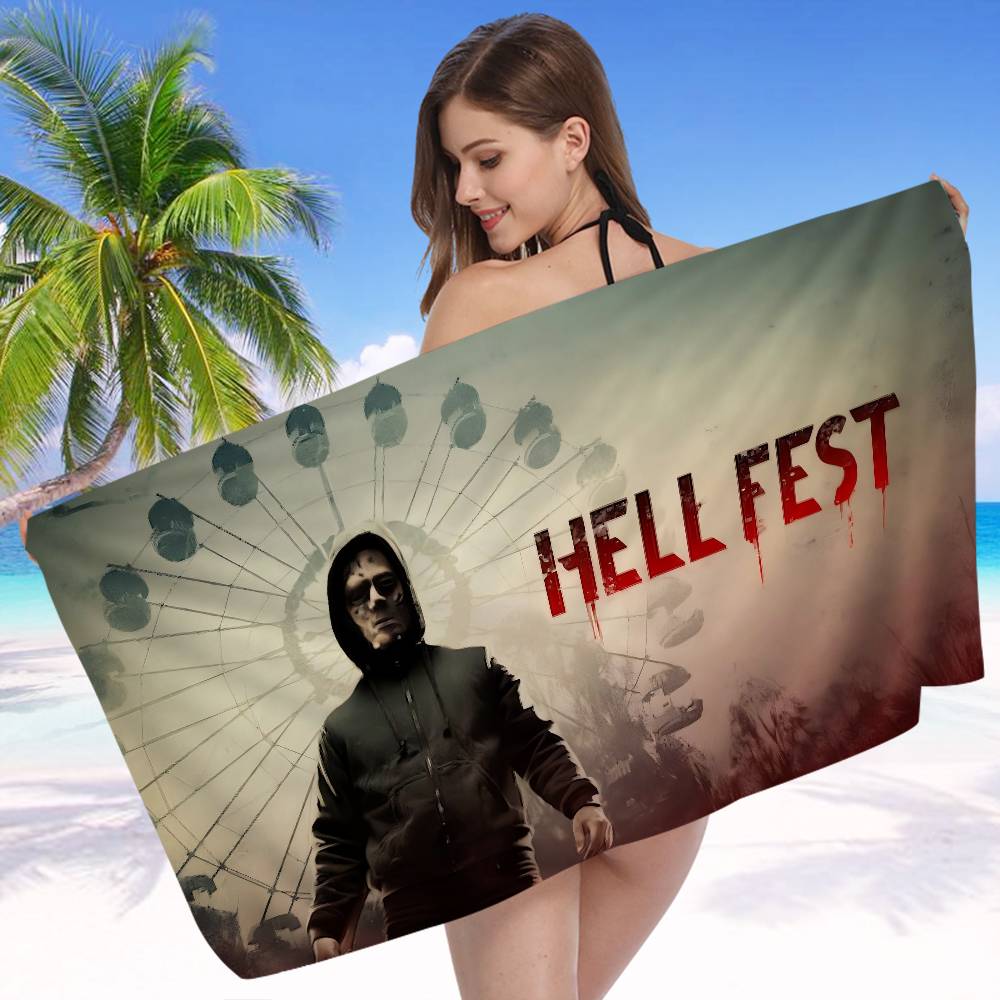 H-Hellfest Band Anime Beach Swimming Towel Soft Absorbent Washcloth Children's Gifts for Kids Travel Camping Gym