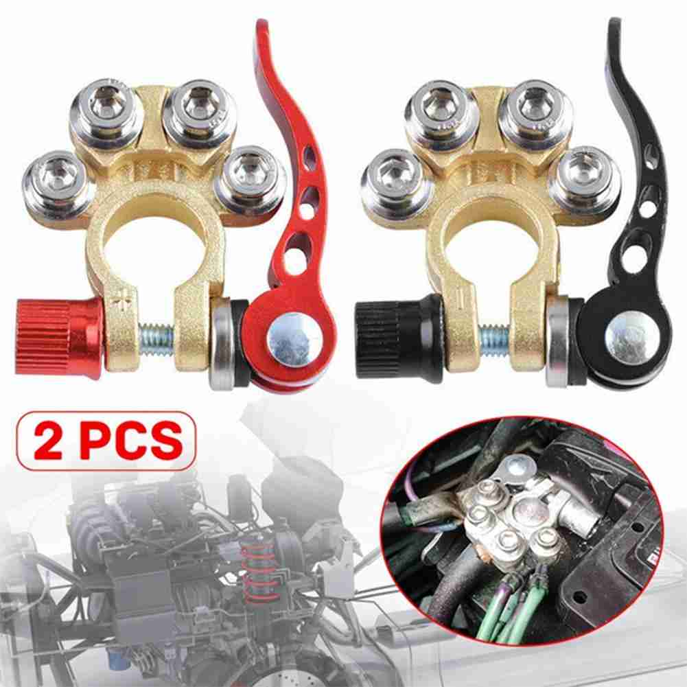 1 Pair Car Battery Terminals 12V Auto Battery Terminal Connector Battery Bornes Cable Terminal Adapter Clamps Clip Screw