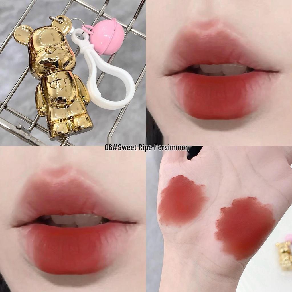 SHAQINUO Cute Bear Velvet Matte Lip Mud - Soft Nude Whitening Lipstick