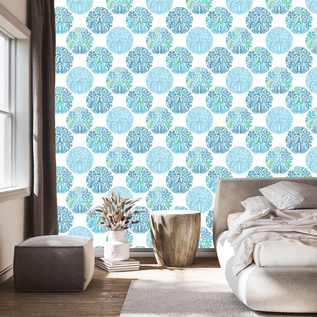 Wallpaper Turquoise Plants Pattern for Living Room and Bedroom 50x1000