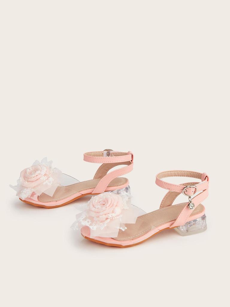 Mädchen Sandalen mit offener Zehenpartie und Rosenblüte - Frühjahr 2026