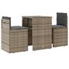 3 Piece Bistro Set with Cushions Beige Poly Rattan