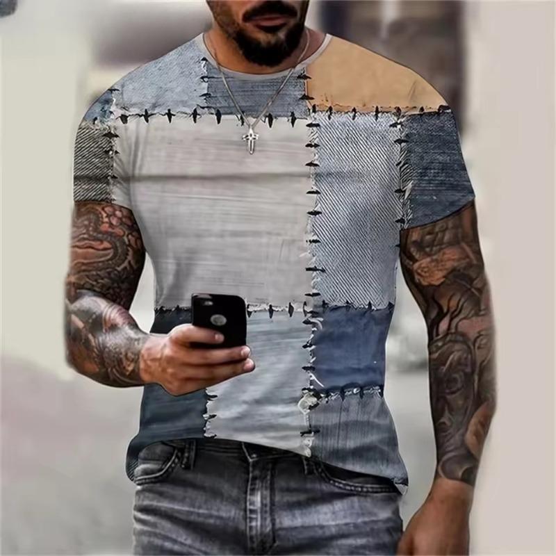 

Мужская графическая 3D футболка с круглым вырезом и необычным принтом, летний топ с коротким рукавом для мужчин, мужская модная удобная футболка 3XL