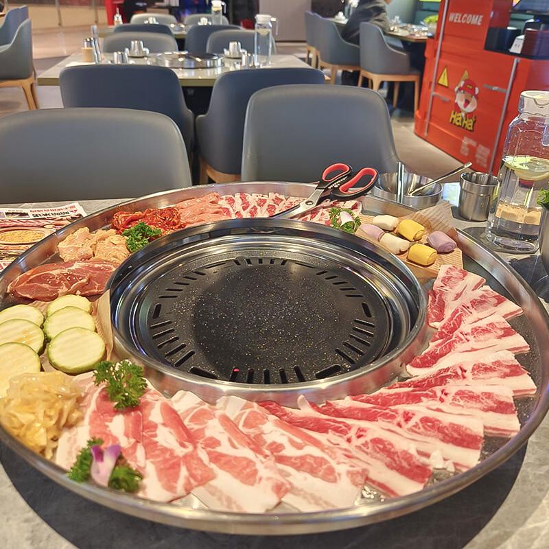 Stainless Steel Heightened Round BBQ & Hot Pot Serving Tray