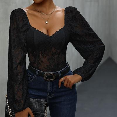 Spring and Summer Women's Jumpsuit Slim One Piece Sexy Hottie Lace Splicing Bodysuit