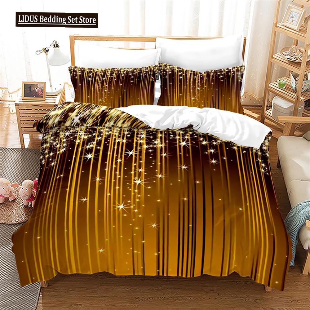 Christmas Duvet Cover Set King Size Snowflake Bells Pattern Festival Bedding Set Polyester Comforter Cover For Kids Boys Girls