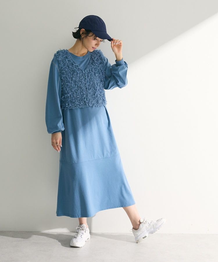 Set Rochie Casual 2 Piese Rochie Cusută Tip Vestă pentru Albastru Deschis [Green Parks] + Femei în Culori Coordonate,