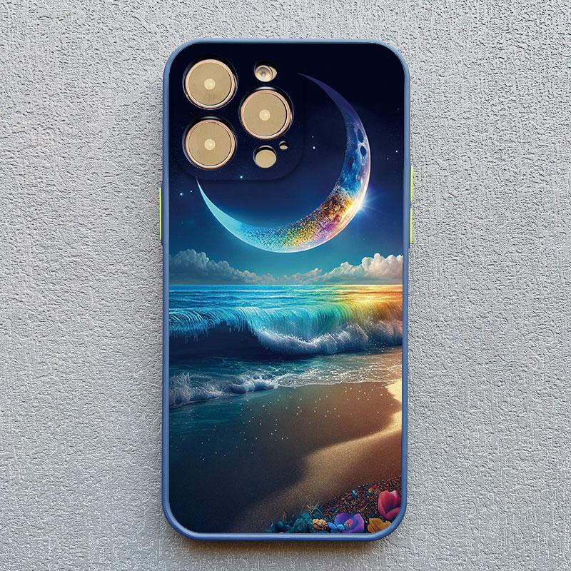 The Starry Night Art Aesthetic Beach Night View Phone Case For iPhone 17 16 15 11 Pro Max Plus XS X XR 13 12 Pro Max Mini Cover