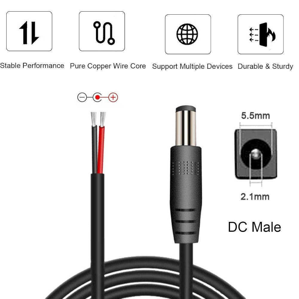 Copper Cord Power Supply Connector 18AWG Power Cable Male Female Connector Power Supply Connection