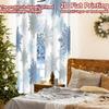 2pcs, 2D FLAT PRINTING Curtains (Without Rod) Snowflake Pattern(1) Christmas Holiday Curtains with Digital Printing Versatile