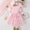 Girls Butterfly Tulle Dress, Case printing,Cute Princess Party Dress with Bow, Short Sleeve Summer Dress for Little Girls