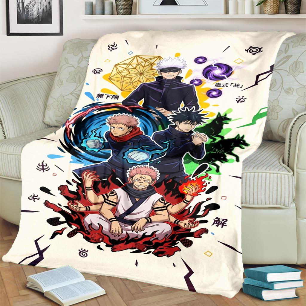 Jujutsu Kaisen Warm Flannel Blanket Print Comfortable for Bedrooms, Picnics, Sofas, Beds, Chairs, Travel-kwq142
