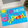 1pc Flannel Mat Summer Pool Theme Flamingo Float Beach Ball Flip-Flop Pattern Entrance Door Mat Bathroom Non-Slip Water-Absorbing Foot Mat