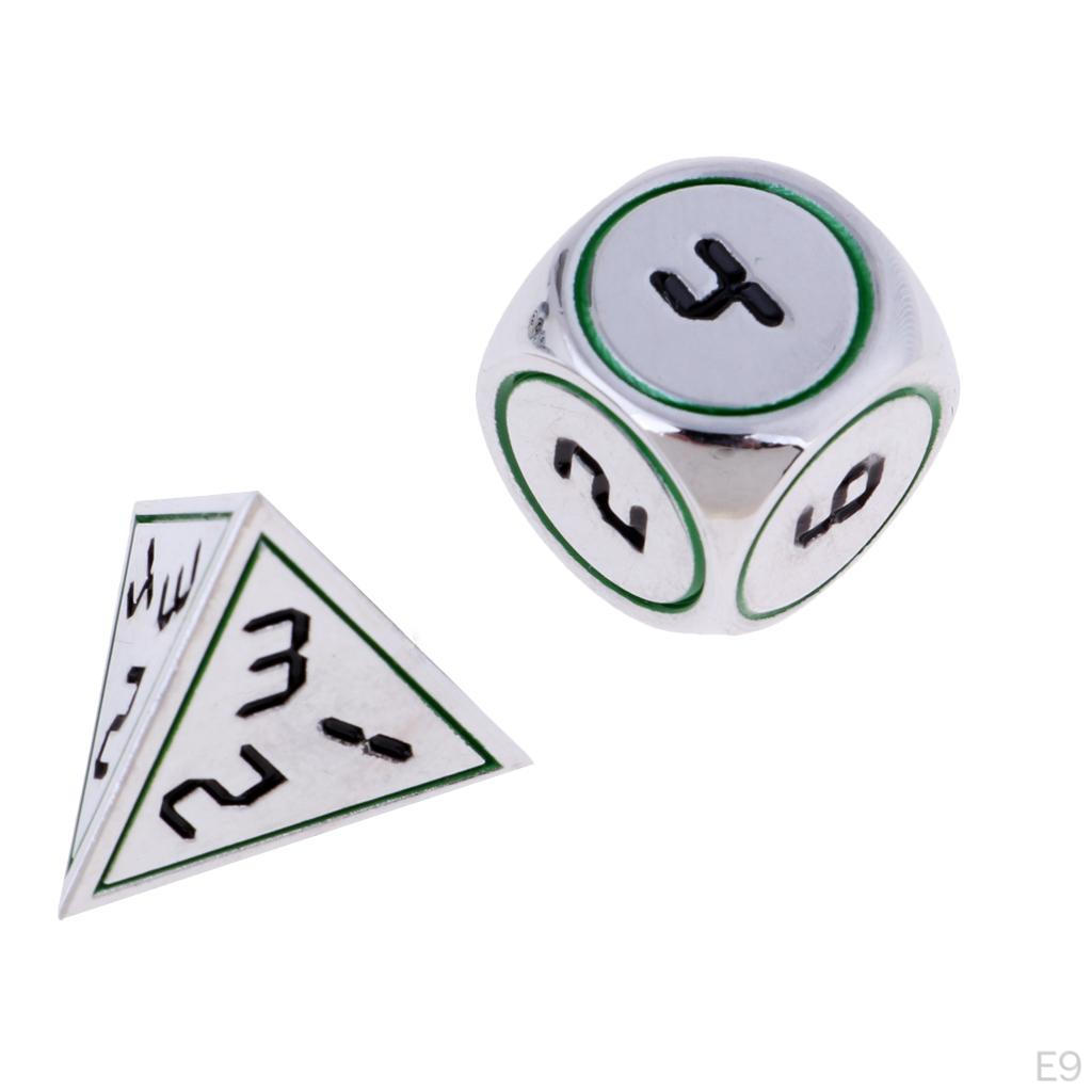 7 Pcs. Vintage D4 D20 Metal Cube For Board Game, Zinc Alloy