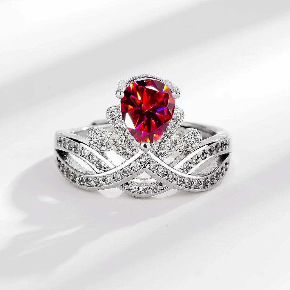 2026 Fashion Jewelry Full Diamond Premium Crown Women's Ring Temperament Set Light Luxury Ring Women