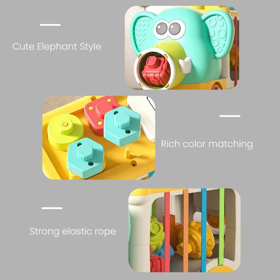 Cartoon Elephant Truck Toy Shape Sorting Matching Color Cognition Stacking Fine Motor Skills Busy Cube Sensory Toy Toddlers Boys