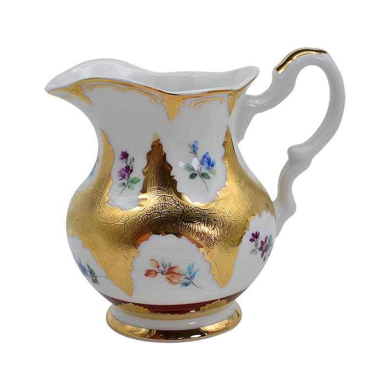 Karosa European Relief Gold Coffee Cup Set - Luxury Gold-Trimmed High-Temperature Bone China Cups & Saucers in Gift Box