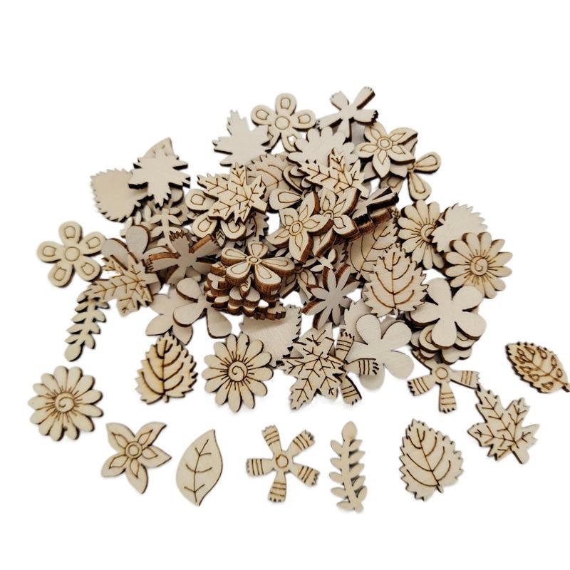 Children's DIY Wooden Crafts: Mixed Flower Leaf Painting and Carving Set