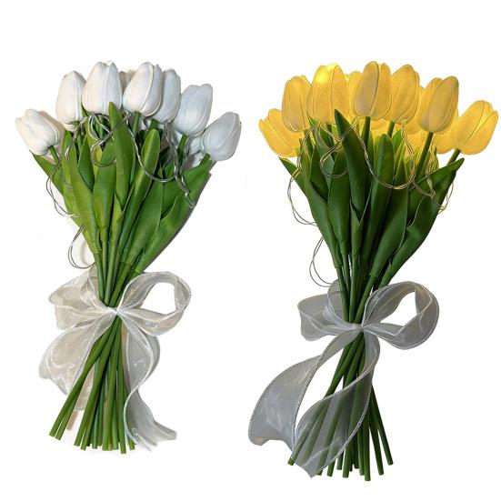 10Pcs Tulip Flower LED Lights USB Powered Warm Glow Faux Flower Lamp for Bedroom Living Room Wedding Decor Creative Ambient Night