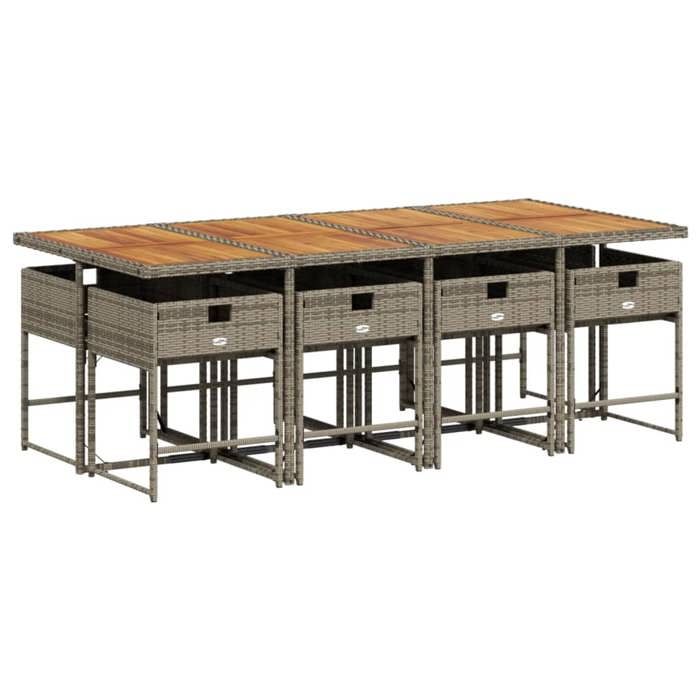 VidaXL Ensemble à manger de jardin 9 pcs coussins gris résine tressée 3278053