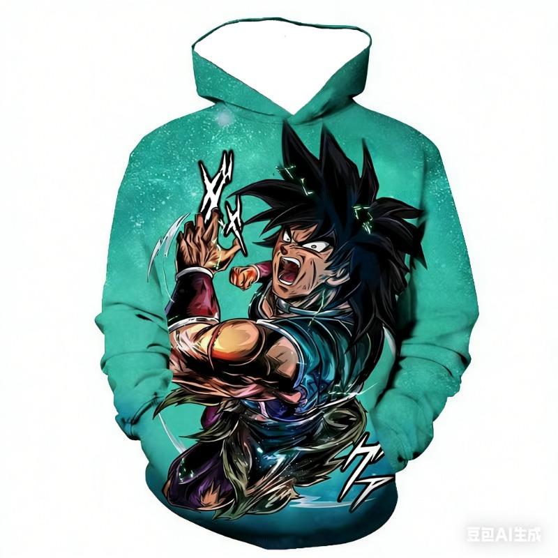 2025 Horký výprodej Trendová Hip-Hop mikina s kapucí Děti Dospělí Dragon Ball Bojový oblek 3D potisk Mikina Sportovní mikina Vrchní oblečení