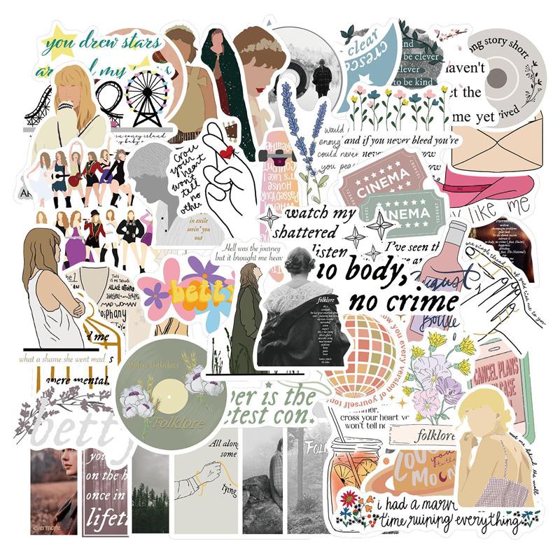 

50 шт. наклейки для скейтборда, фольклорные наклейки Evermore, наклейки для скейтборда, экстремальные виды спорта, чехол на тележке, кружка для гитары, тетрадь, трендовые наклейки