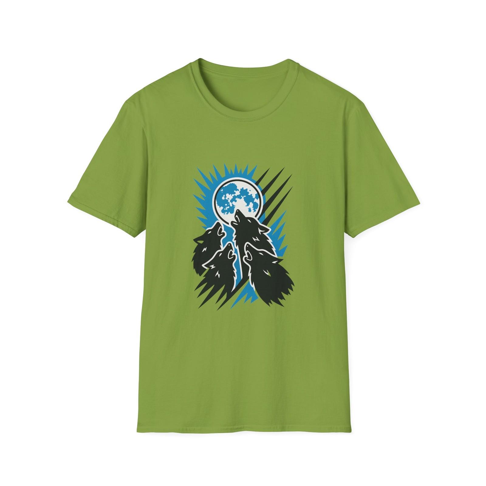 Unisex Softstyle T-Shirt Mens Womens Tees Top Howling Wolf Silhouettes Full Moon Shirt 3XL