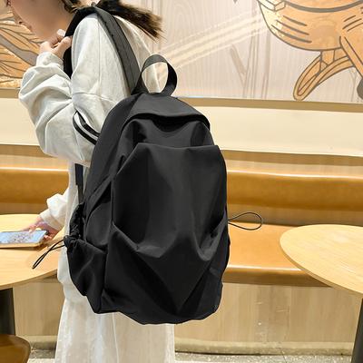 New Simple Backpack for College Students Solid Color Large Capacity Casual Trendy Backpack Niche Design Backpack