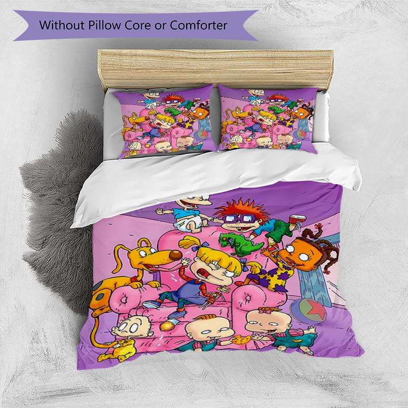 3pcs Rugrats In Paris2 Design Cover Set - HD Printed Bedding with 1 Cover and 2 Pillowcases - Perfect for Home and Dorm Decor