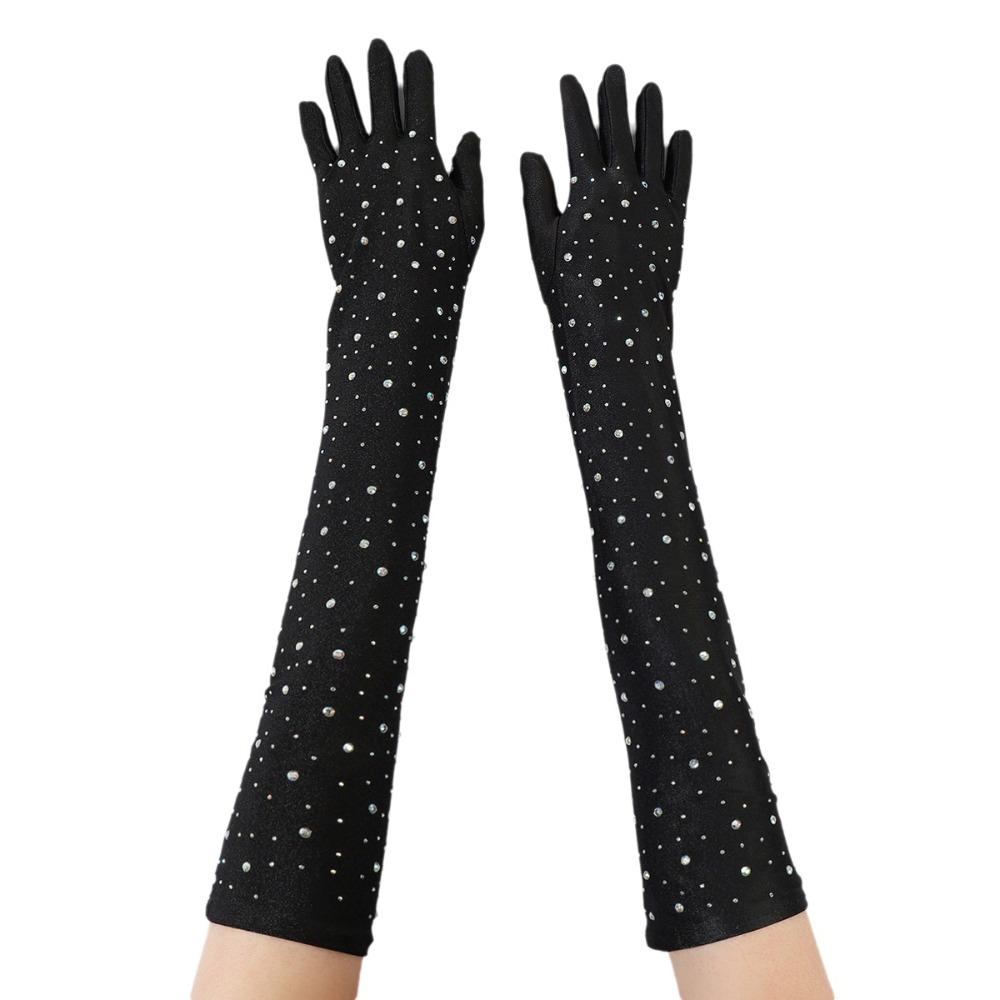 Stretchy Sheer Tulle Gloves Black White Bride Gloves Fashionable Fishnet Gloves Wedding Bride