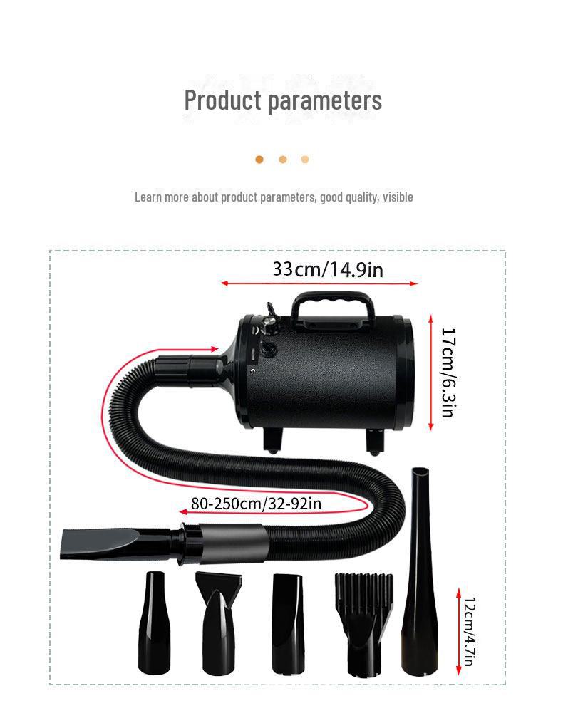 Pet Dryer & Water Blower: Stepless Speed, Ideal for Grooming and Car Wash