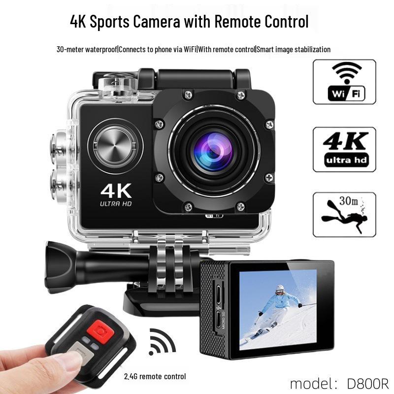 CrossD800R 4K HD Sports Camera with Remote, WiFi & Waterproof for Outdoor Cycling