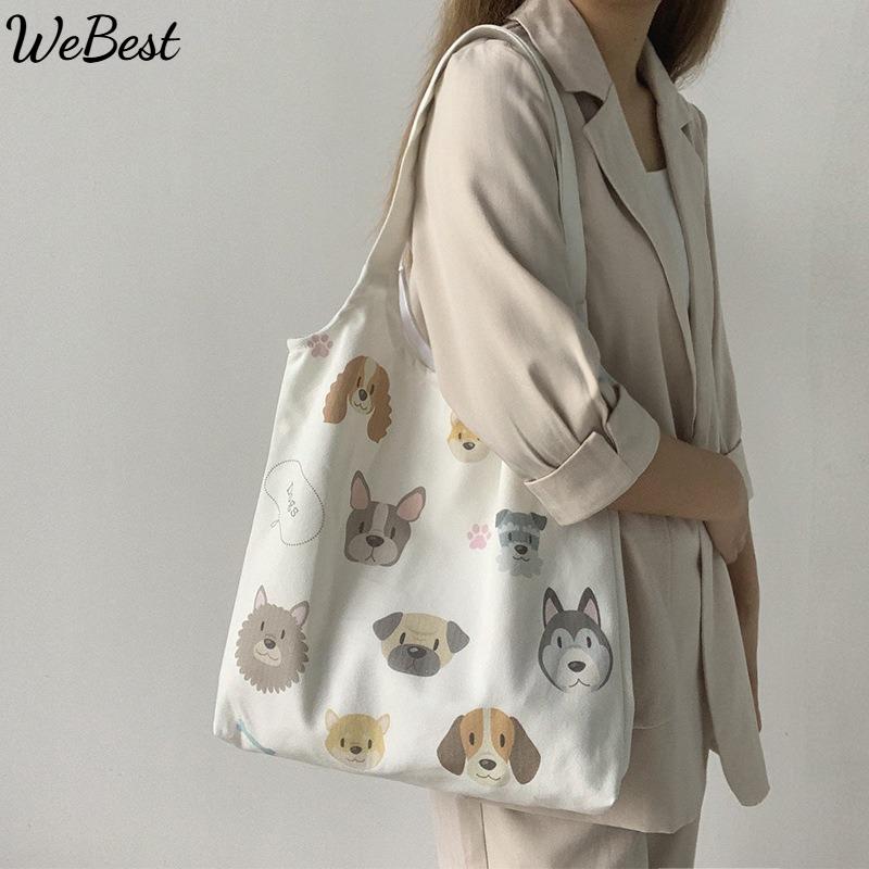 

Dog Illustration Canvas Bag Shoulder Vintage