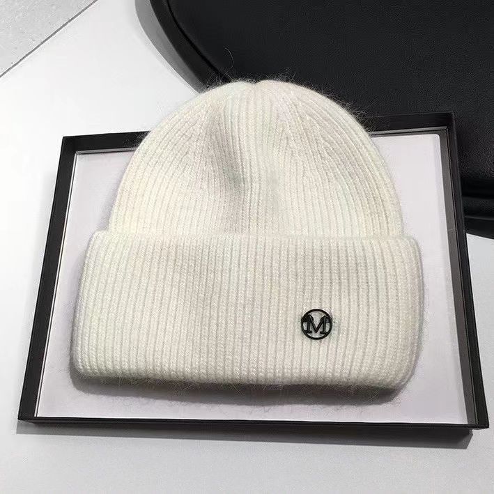 Mode Neue Angora Strick Wintermütze für Damen Kaninchenfell Flauschige Gestrickte Mützen Mütze Damen Weich Warm SKI Skullies Mützen