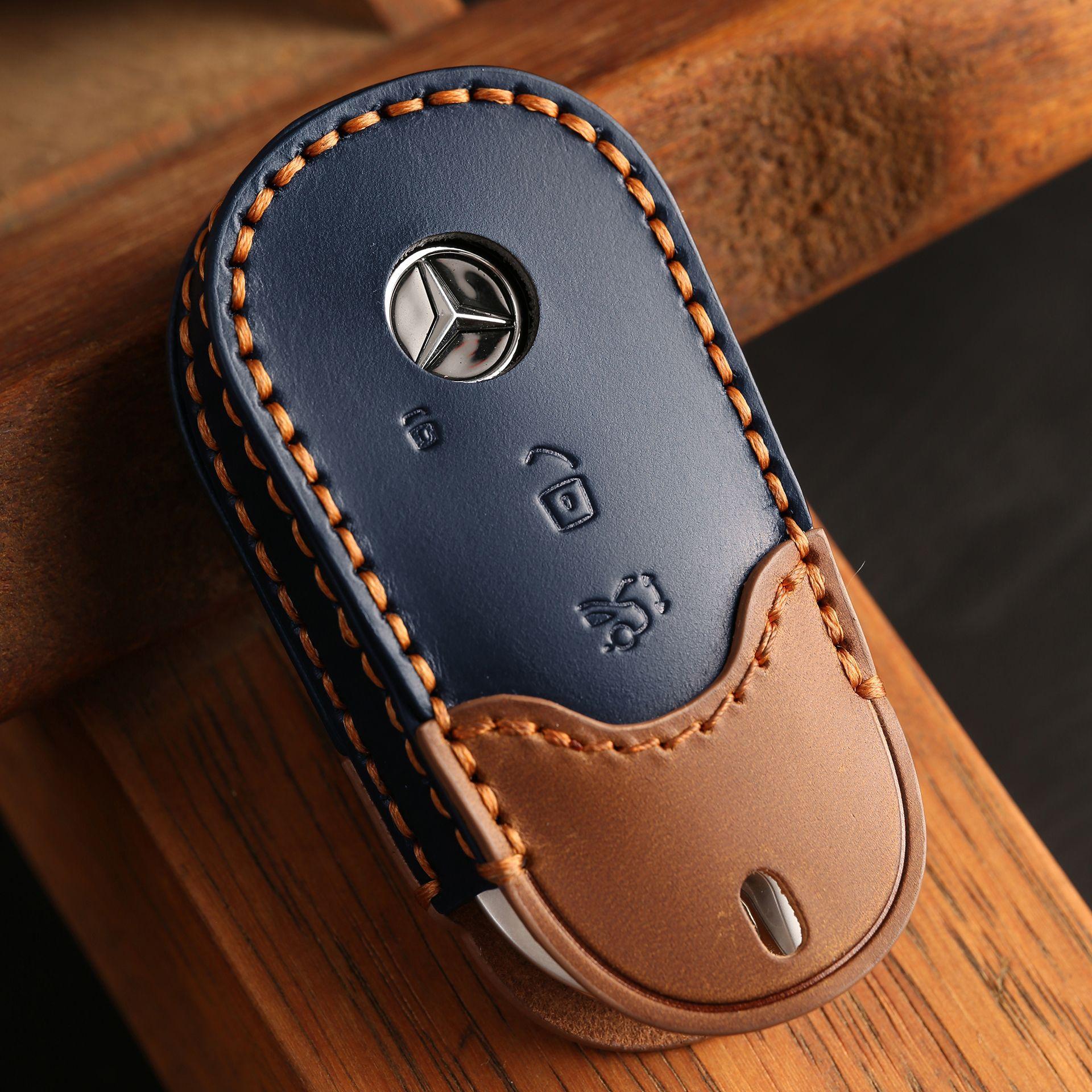 

Customized for Mercedes-Benz c260l key cover leather e300l car shell GLE350 buckle S450L bag high-end синій