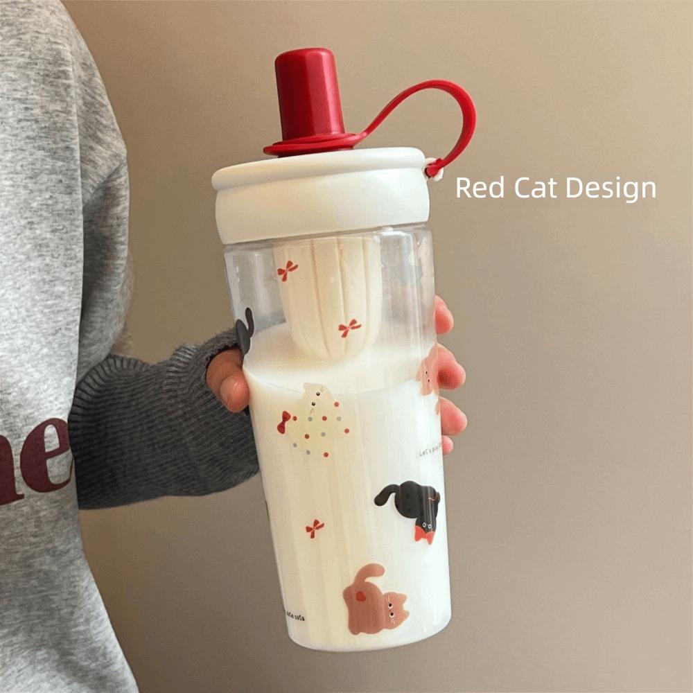 700ml Water Bottle Animal Cup With Lid Straw Cute Coffee Cup  for Juice Milk